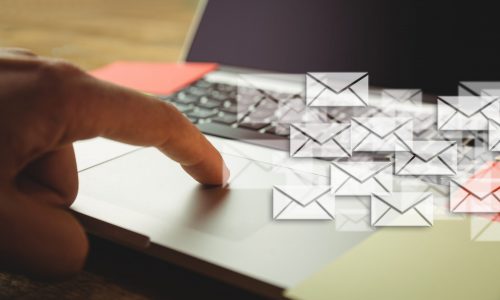 desk with letter icons